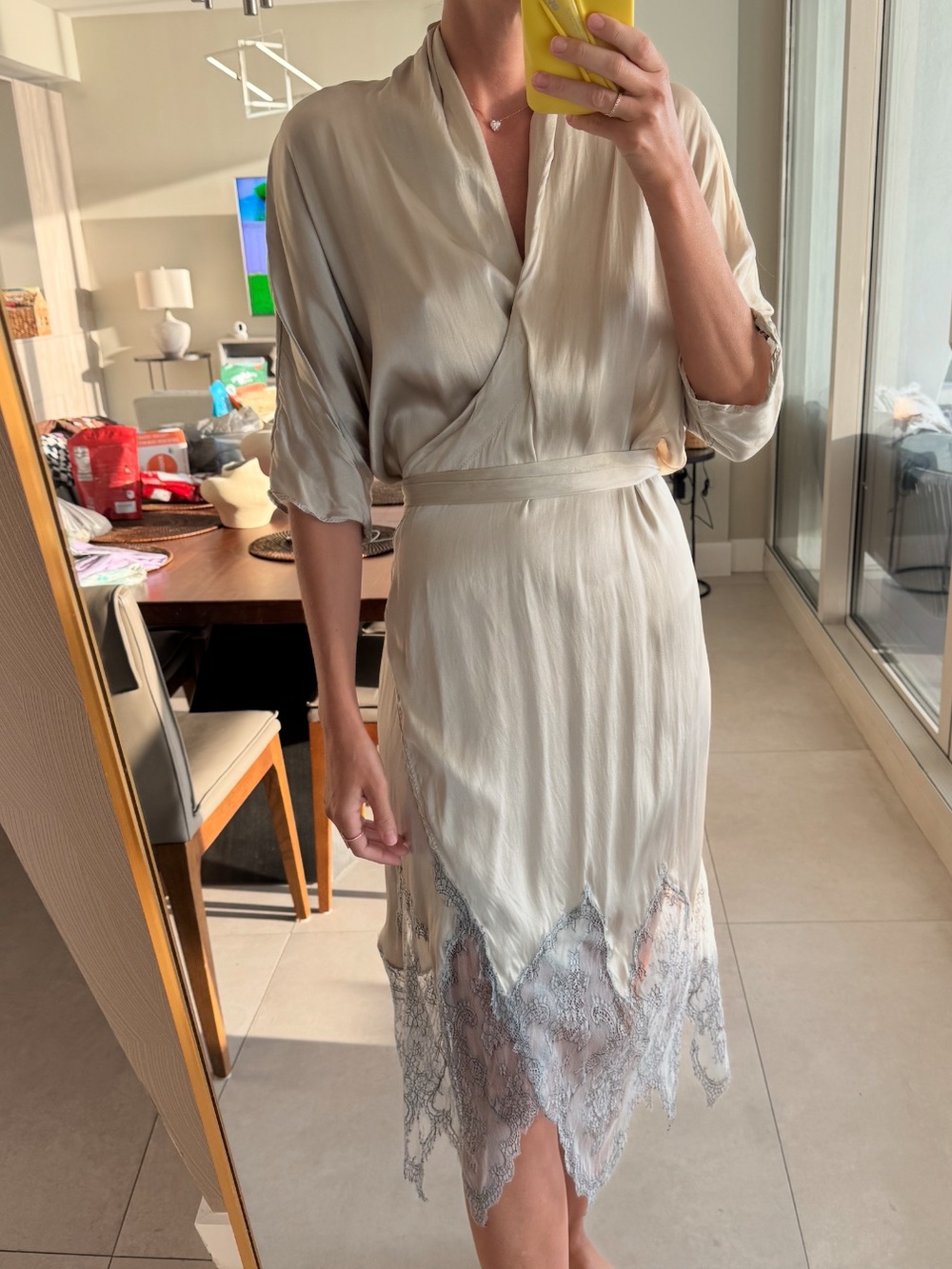 Silk and lace gown